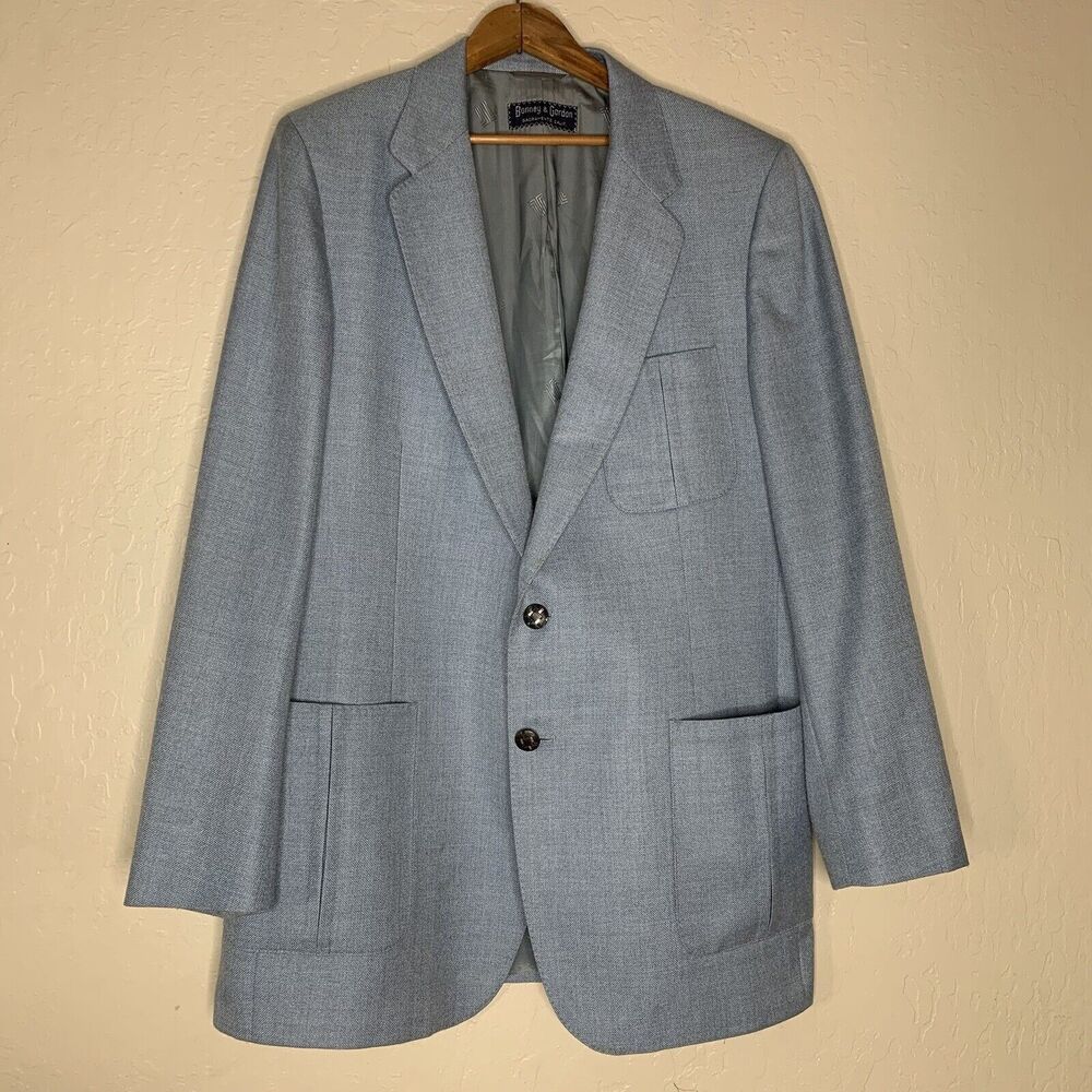 Vintage Bonney Gordon Lanvin Paris Blue Sport Coat Jacket FLAW
